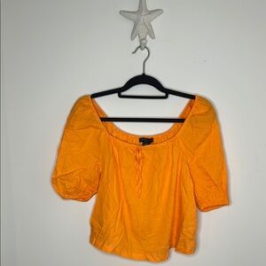 Sanctuary Orange Puff Sleeve Crop Blouse